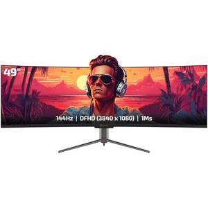GAMEPOWER 49인치 커브드 울트라와이드 게이밍 모니터, 1MS, 144HZ 주사율, 32:9, WDFHD, 3840 X 1080P, R1800, 99% SRGB, HDR400, 디스플레이포트, HDMI, FREESYNC, GSYNC, 높이 기울기 조절 가능