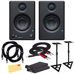 모니터 스탠드, 아이솔레이션 패드, XLR 케이블, TRS 케이블 및 오스틴 바자 광택 천이 포함된 PreSonus Eris E3.5 BT 블루투스 스튜디오 모니터 쌍 번들