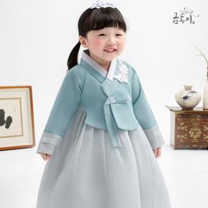 [한복]AW152 여푸른흰꽃패치 아동한복 여아한복