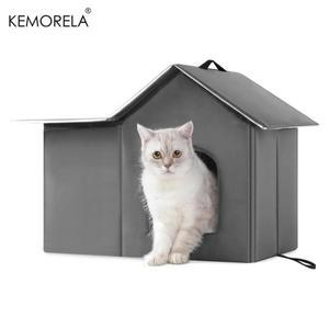 KEMORELA 야외 길 잃은 고양이 집 비바람에 견디고 단열 새끼 강아지에게 적합 올 시즌 침대