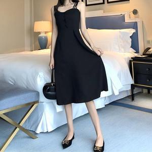 [오노마] ONM 블랙 오프숄더 끈 여름 롱 원피스 A라인 나시 민소매