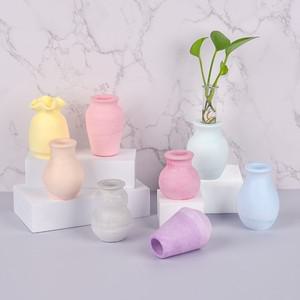 미니 간단한 꽃병 실리콘 몰드 DIY 라운드 입 캔들 홀더 석고 수지 화분 공예 주조 금형 홈 장식 만들기