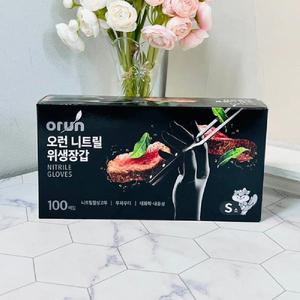 오런 니트릴 위생장갑 검정 100매(S)/리트릴/작업/일회/어린/세프/산업/비닐/뽑아쓰는/그레/김장/쉐프