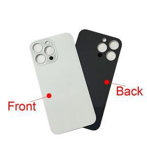 iphone 호환 14 15 Pro Max 후면 유리 패널 배터리 커버 교체 부품 큰 구멍 카메라 후면 도어 하우징 케이