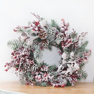 스노우솔방울리스&벽장식 45cm 크리스마스 가렌드 / 트리 겨울 분위기 행운 문 꾸미기 소품