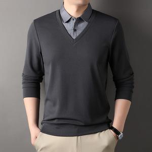 EAMT 남자 칼라넥 봄가을 가짜투피스 니트 루즈핏 도시 EUNG1