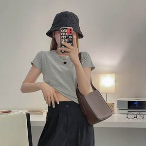 [리빌모아]여자 데일리 무지 오버 크롭 반팔티셔츠 LDW-TSH-SSIS473-그레이