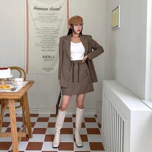 [하프클럽/]렌키브 주머니 치마 여성 체크 카고 밴딩 미니 스트링