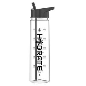 하이드레이트 물병 동기 부여 프리미엄 900ml 빨대 타임 마킹이 포함된 일일 물 섭취량, BPA 프리. 누수 방지 사무실, 헬스장에서 수분 공급에 이상적입니다. (블랙)