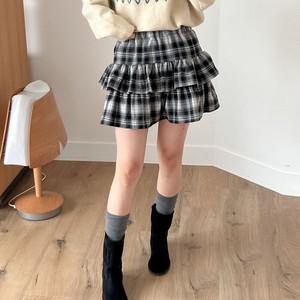 라피나 밴딩 체크 캉캉 미니스커트_S3809