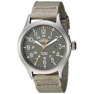 Timex 익스페디션 스카우트 남성용 손목시계 40mm 그린/그레이 가죽/나일론 스트랩 (TW4B14000)