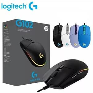 기존 logitech 호환 G102 마우스 USB 유선 게임용 PC/Mac 컴퓨터 및 노트북 8000 인치 당 점 무지개 광학