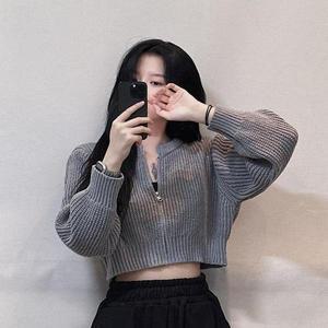 [셀러허브]크롭 긴팔 데일리여성 니트 집업 가디건/3color 벌룬 소매 (S31580758)