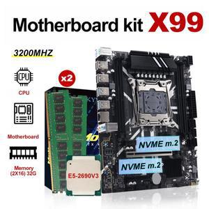 Intel Xeon E5 2690 V3 LGA 2011-3 CPU + DDR4 32GB 32MHz RAM 지원 X99 마더보드 세트 키트 NVME m.2는 4
