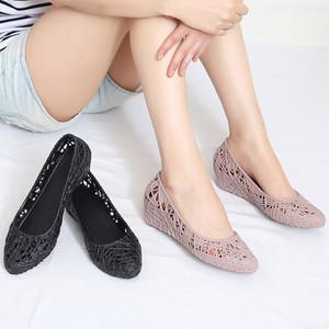 MB_610 여성 키높이 웨지 젤리 슈즈 4cm/펀칭 플랫 장마 신발 샌들