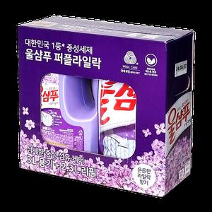 애경 울샴푸 퍼플라일락 3L+2.3L 손빨래 중성세탁세제 대용량 액체 섬유린스