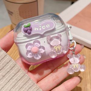 DIY 수박 곰 꽃 장식 커버 갤럭시호환 버즈 3 프로 케이스 소프트 TPU 보호 펀다 Buds3 펜던트