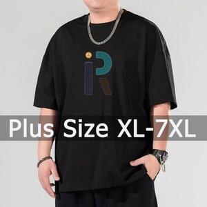 남성 오버 사이즈 티셔츠 플러스 4XL 5XL 6XL 7XL 프린트 110 175kg 여름 코튼 라운드 넥 반소매상의
