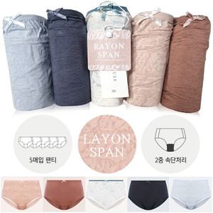 [보리보리/제이코튼]맥시 부인용 레이온 레이온 엄마 팬티세트 5매