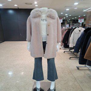 [GEO FUR] 천연모피 풀스킨 폭스 카라 무스탕 하프 코트_G204FHC0040