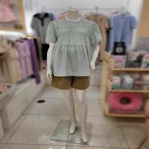 [마더피아HY] 임부복/임산부 반소매 셔링 블라우스+면반바지 세트 RTO8008L/RBO8035B
