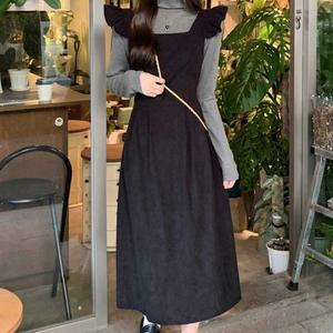 [라일리의류] Rly 어깨 프릴 디테일 뷔스티에 스타일 레이어드 원피스
