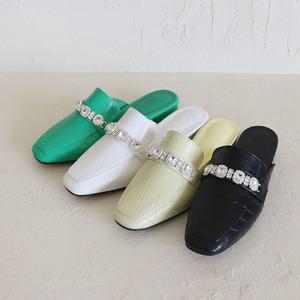 [롯데백화점]원더슈즈 샹들레에 컴포트 쿠션 미끄럼방지 스퀘어 큐빅 블로퍼 3CM B-7698