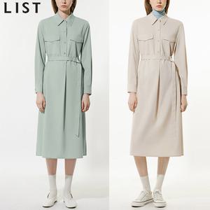 [리스트(LIST)] 앨리스 벨티드 반버튼 셔츠형 원피스 (택가격: 338000원)