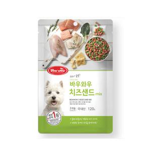 [비스켓증정] 3+1 바우와우 강아지 훈련간식 노즈워크간식 치즈샌드믹스480g 120gX4봉