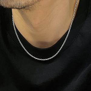 2.8mm 컷팅 로프 꼬임 실버 체인 목걸이 커플 남자 여자 은목걸이