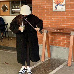[셀러허브 1][HYIJWNVC_4B]양털롱코트 캐주얼 뽀글이 롱 아우터 여유핏