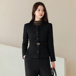[시크라인] (~XXL까지) 드뮤 트위드 벨트 자켓 겨울 오피스룩 하객룩 연말룩 모임룩 빅사이즈