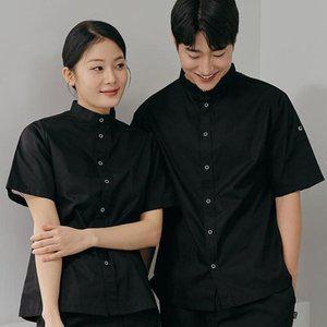 블랙 스탠딩카라 조리복 조리사복 주방유니폼 반팔조 (WFGNYY7)