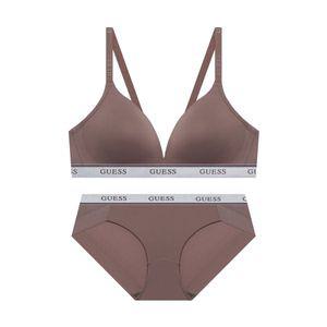 게스언더웨어 GUESS UNDERWEAR 이지글램 실버밴딩 노와이어 브라팬티 세트 - 브라운 580050
