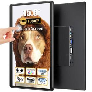 CUIUIC 15.6인치 터치스크린 모니터, HDMI+VGA+DVI FHD 1920X1080 IPS HDR 100% SRGB 60HZ 10포인트 터치 디스플레이(스피커 포함)와 노트북용 VESA /미니 PC /PC STICK /TV BOX /게임 콘솔