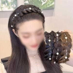 (당일출고)로렌비즈헤어밴드 여성 진주 땋은 머리띠 머리가발 꽈배기 꼬임 헤어밴드 부분가발