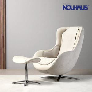 미사용전시품! [Nouhaus] 천연소가죽 패브릭 안마의자 N-0002 [풋스툴+보조쿠션 포함]