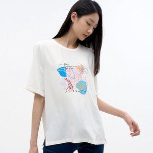 [지센](2컬러) 플라워 프린트 반팔 블라우스 LCWSN421