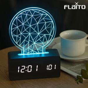 플라이토 우드 로맨틱 무드등 LED 탁상시계+아답터