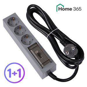 [홈365] 1+1 국산 4000w 고용량 멀티탭 3구 3m 그레이 블랙 / 에어컨 전기장판 온수매트 온풍기