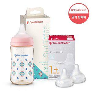 [더블하트] 모유실감 3세대 PPSU 젖병 싱글 240ml  단청 (젖꼭지M포함) +3세대 젖꼭지 2입x1개 (SS)