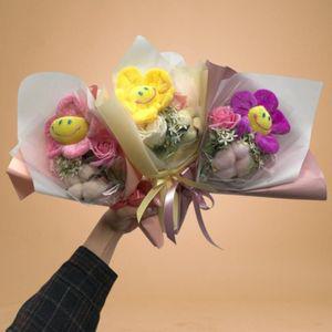 미니 스마일꽃 인형 꽃다발 미니꽃 조화 입학 졸업 생