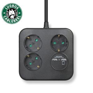 러그박스 3구 2포켓 USB 멀티탭 블랙 콘센트 1.4m 납작코드