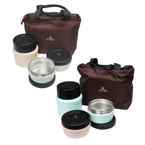 스위스밀리터리 스텐 보온도시락 세트 350ml 3단 직장인 피크닉 도시락통