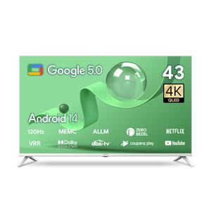 더함 109cm 43인치 QLED 구글5.0 리얼화이트 120Hz 스마트TV