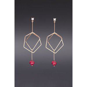[하지나][HAZINA] Cherry Tiger Eyes Hexagon Earrings  - [Option-Earclip 귀찌]