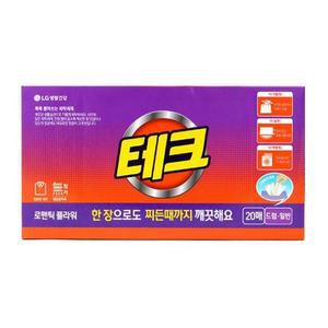 [LG생활건강] 테크 간펀시트 세탁세제 로맨틱플라워 20매 1개