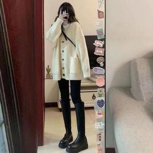 [JHQRSF6Q_4B]여성 보송보송 후드롱가디건 도톰 가디건