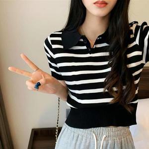 [BZJKSC8L_4B]가을코디 카라 투버튼 스트라이프니트