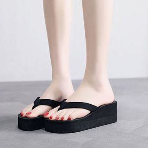 여성 키높이 데일리 1컬러 통굽 웨지힐 쪼리 슬리퍼